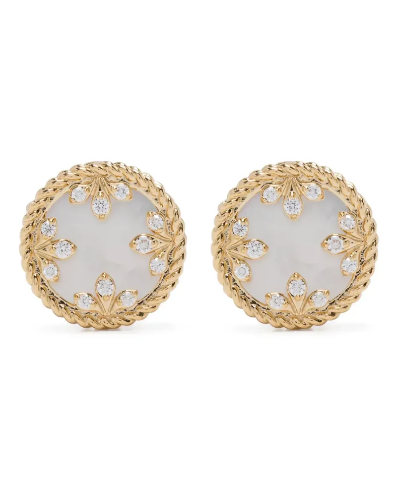 Roberto Coin 18kt Venetian Medallons Gelbgoldohrringe mit Diamanten und Perlen Gold