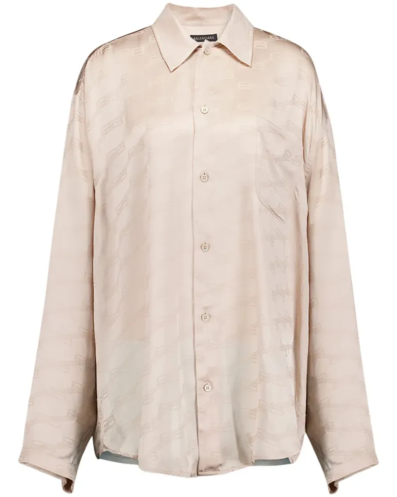 Balenciaga Seidenhemd mit Monogramm - Nude Nude