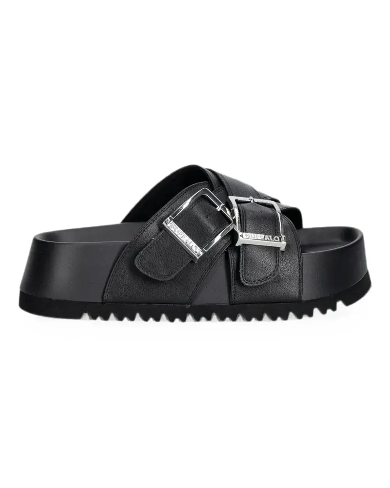 Buffalo Jane Cross Plateau-Sandalen mit Schnalle - Schwarz Schwarz
