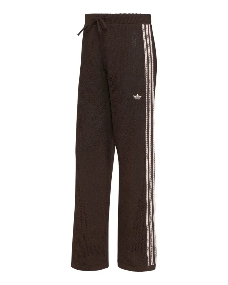 adidas crochet-knit side-stripe trousers - Braun Braun