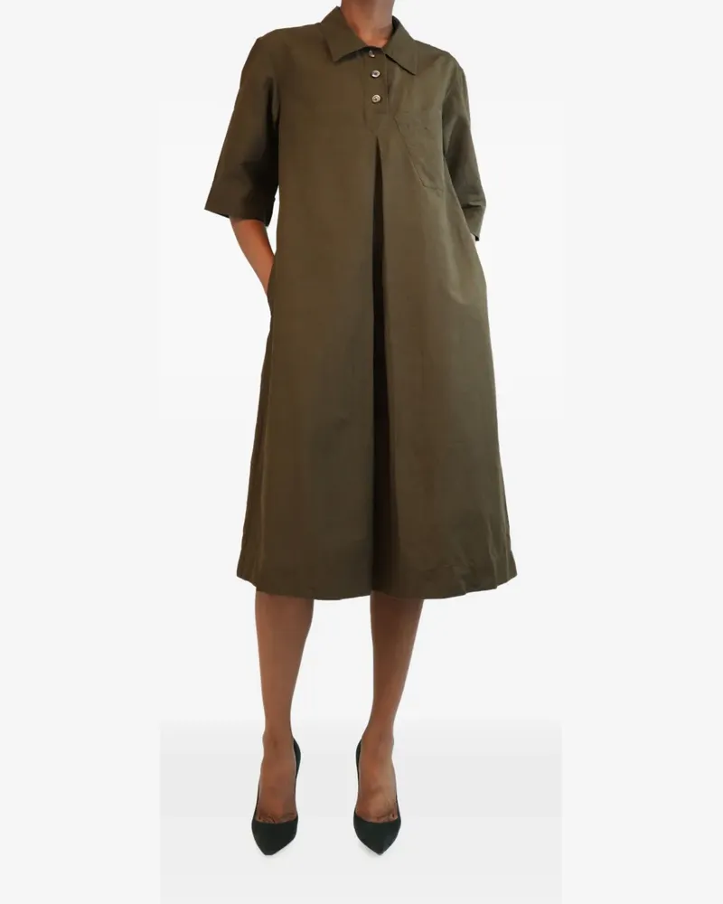 Margaret Howell pleated twill midi dress - Braun Braun