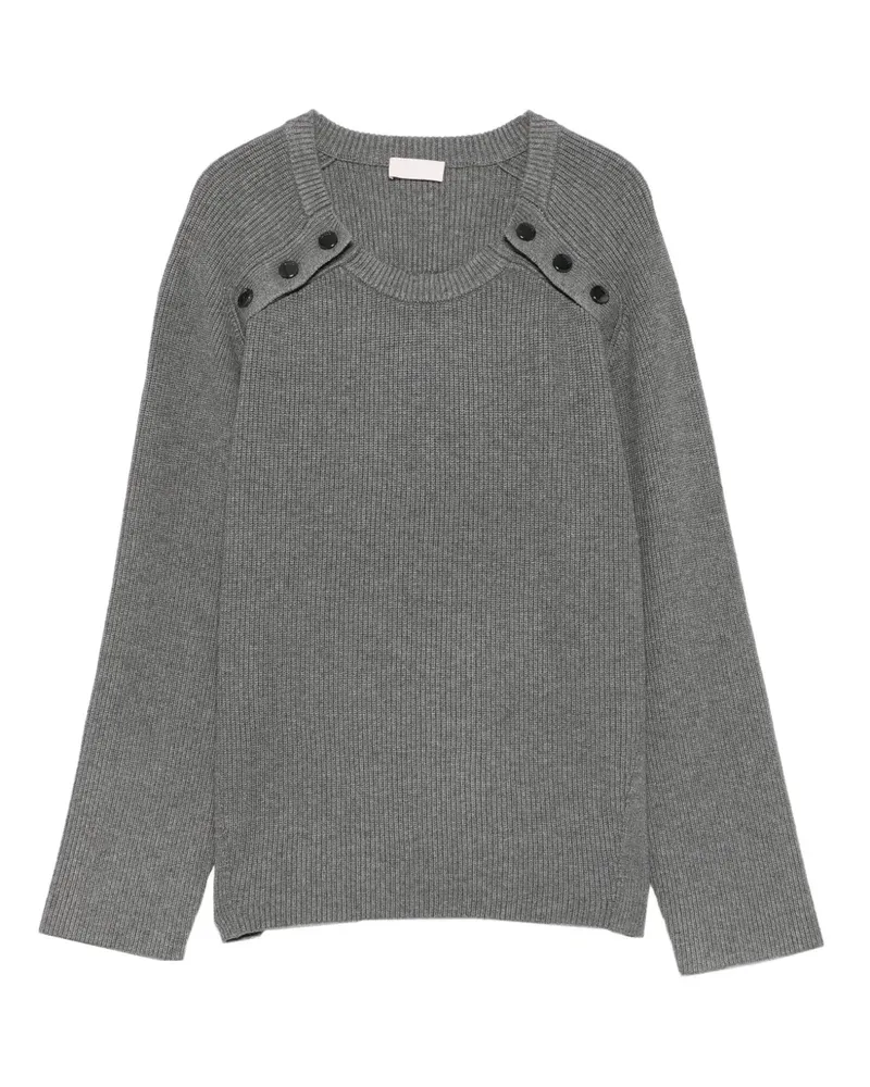 Liu Jo Gerippter Pullover mit Knöpfen - Grau Grau