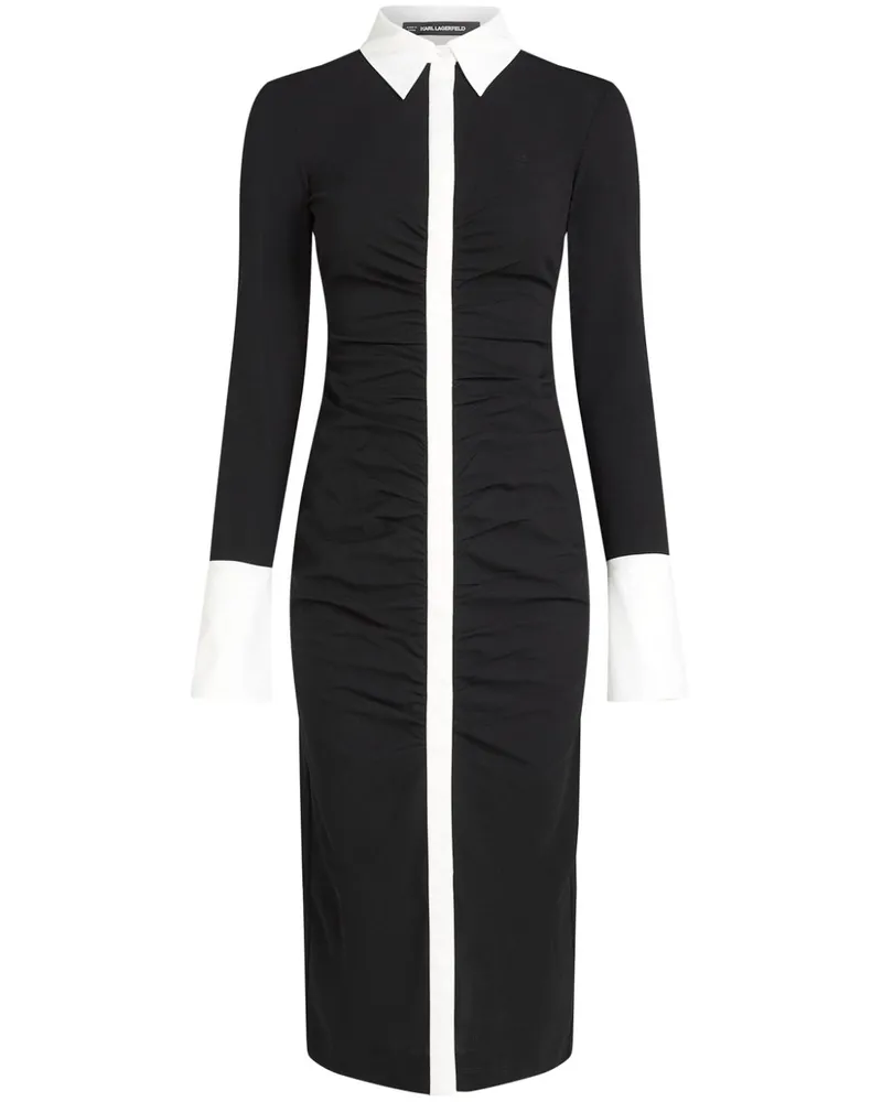 Karl Lagerfeld Langärmliges Polokleid - Schwarz Schwarz