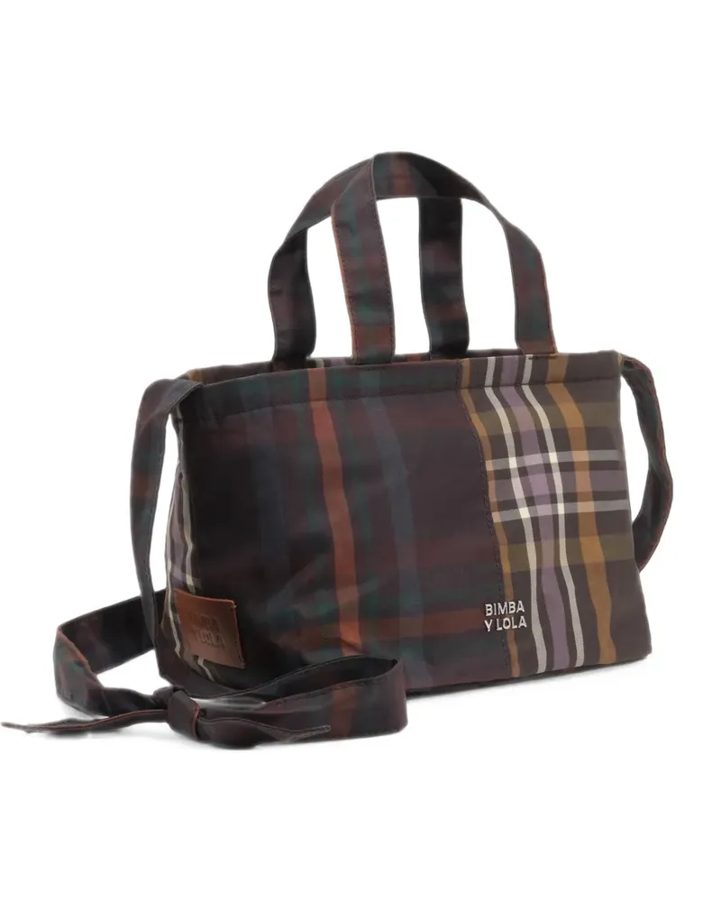 BIMBA Y LOLA Beschichtete Umhängetasche mit Schottenkaro - Braun Braun