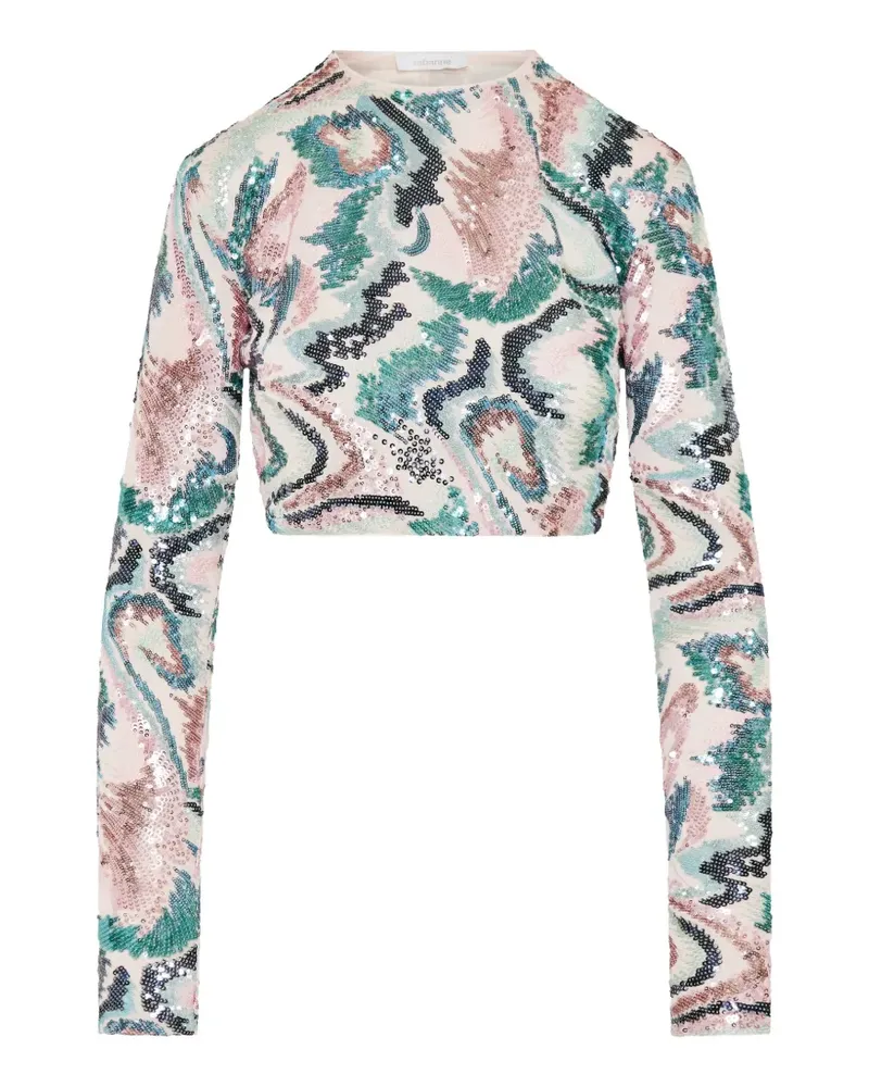 Paco Rabanne sequin-embellished abstract-print T-shirt - Rosa Rosa