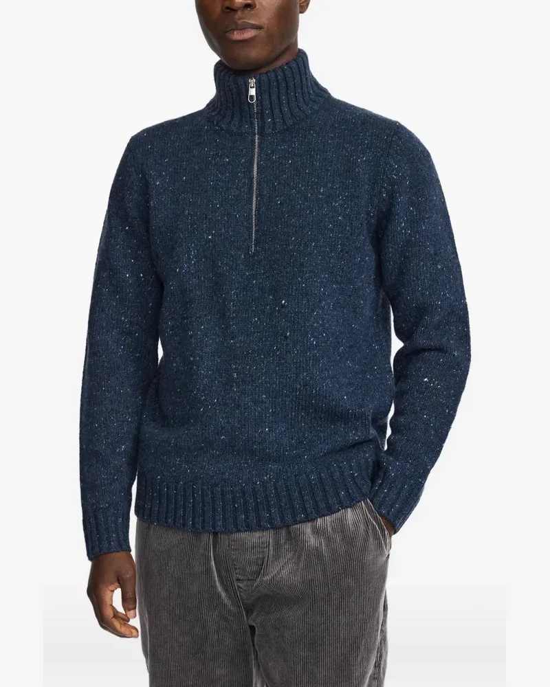 RVLT/revolution Melierter Pullover mit kurzem Reißverschluss - Blau Blau