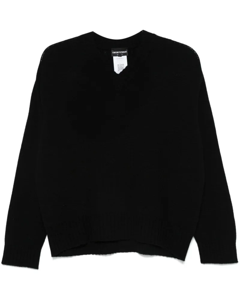 Emporio Armani Pullover mit V-Ausschnitt Schwarz