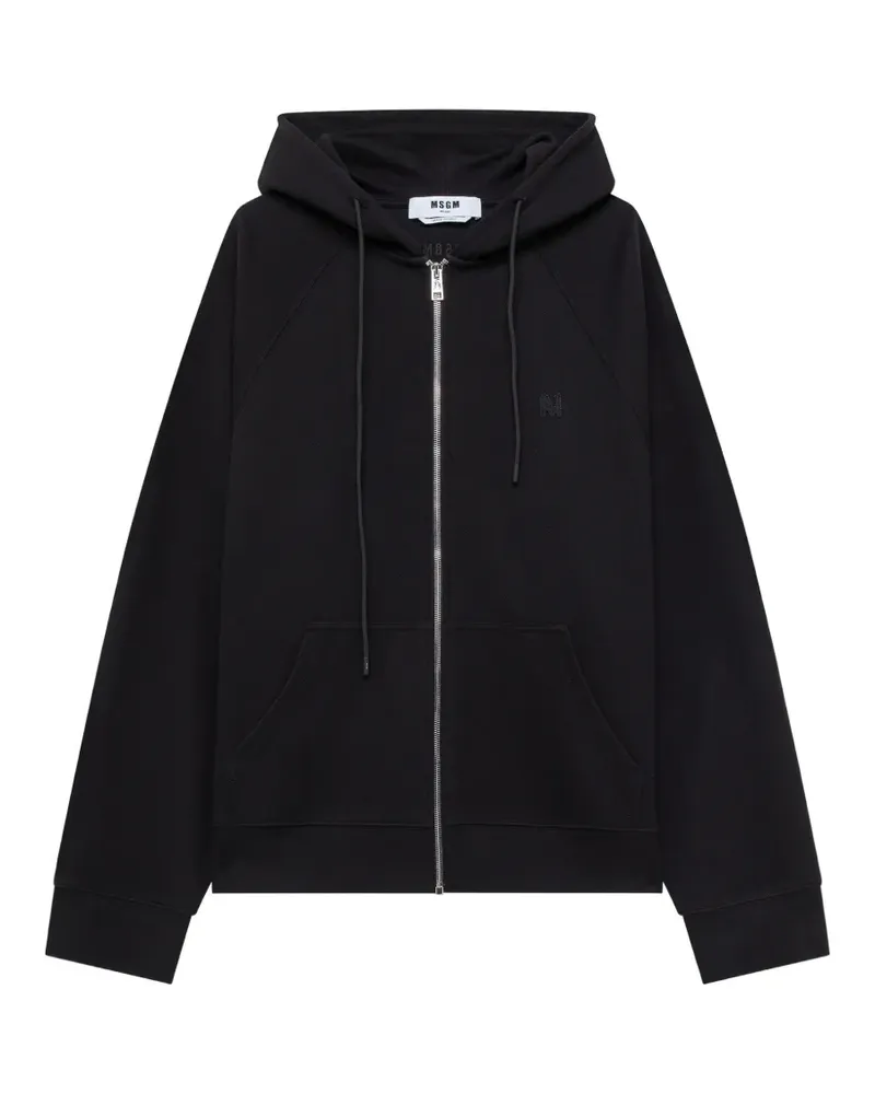 MSGM Kapuzenjacke mit Logo-Patch - Schwarz Schwarz