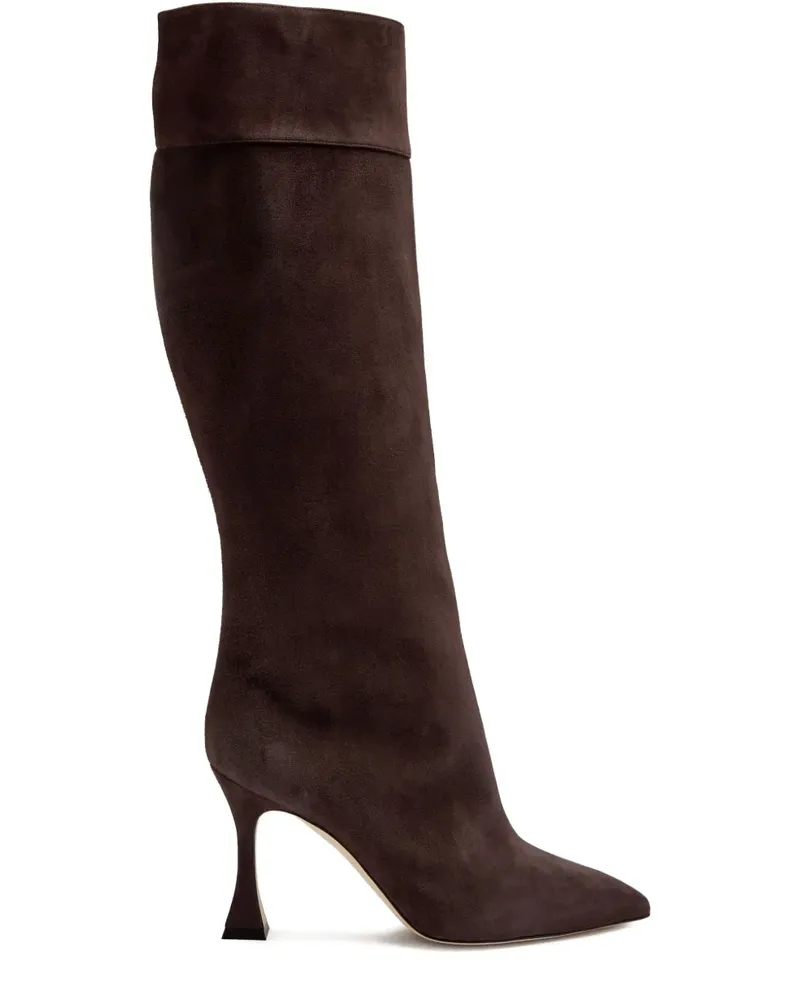 Manolo Blahnik 90mm Miralonepla pointed boots - Braun Braun