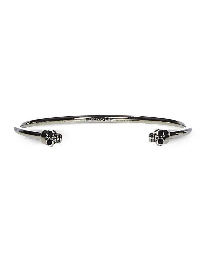 Alexander McQueen Armspange mit Totenköpfen - Silber Silber