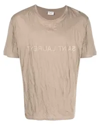 Saint Laurent T-Shirt mit Logo-Print Nude