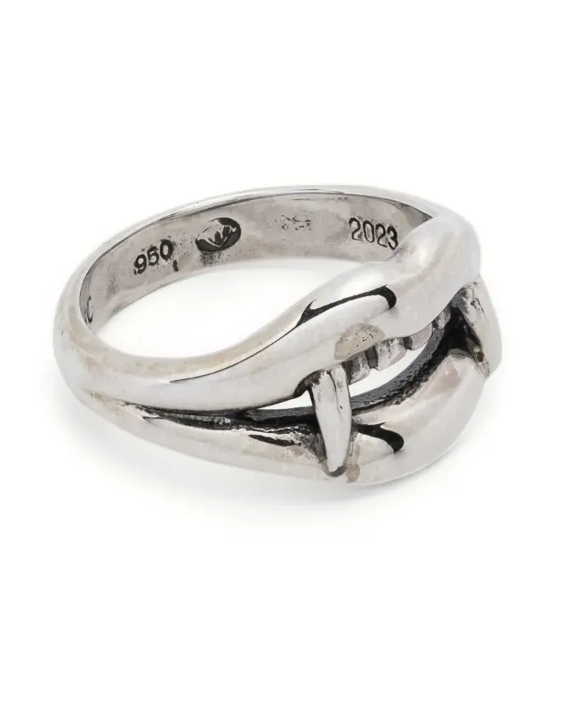 Yohji Yamamoto Breiter Ring mit Vampirzähne-Motiv - Silber Silber