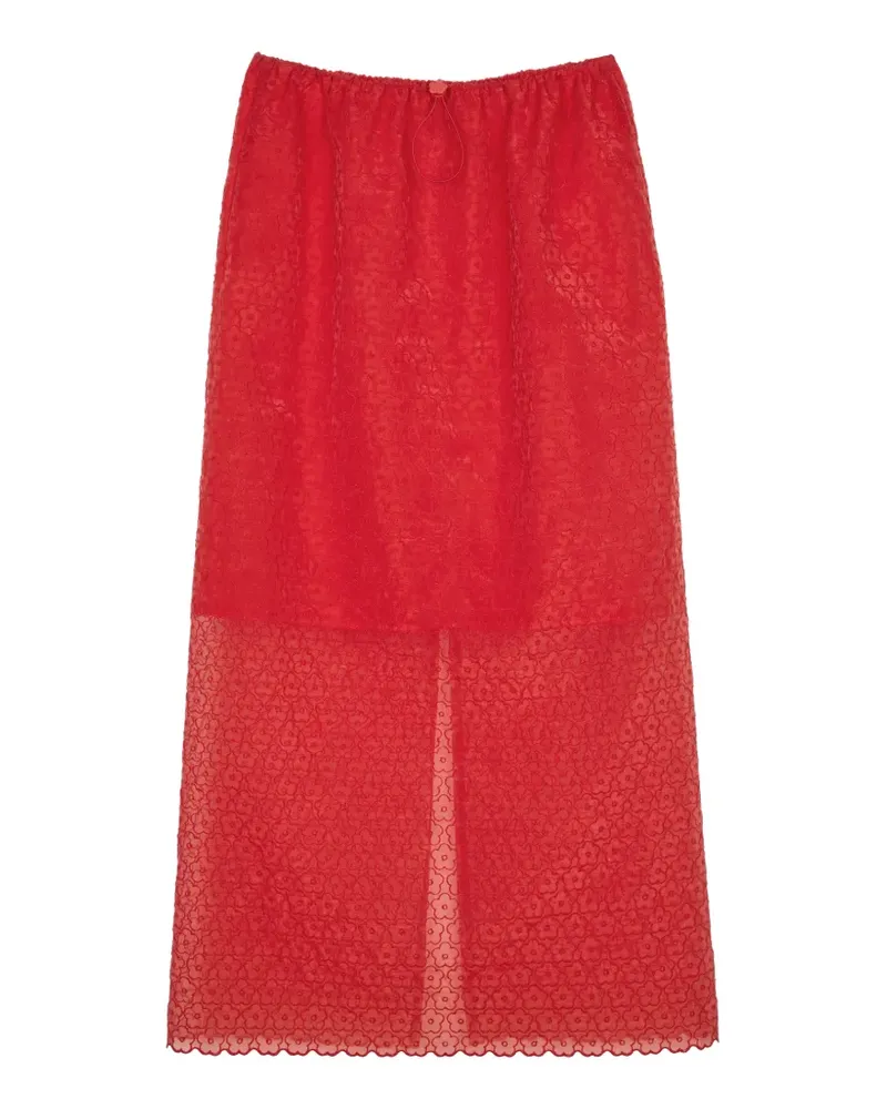 Cecilie Bahnsen Bala floral-lace midi skirt - Rot Rot