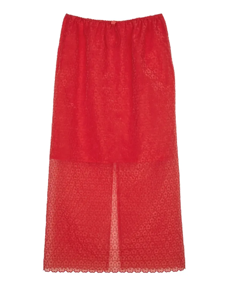 Cecilie Bahnsen Bala floral-lace midi skirt - Rot Rot