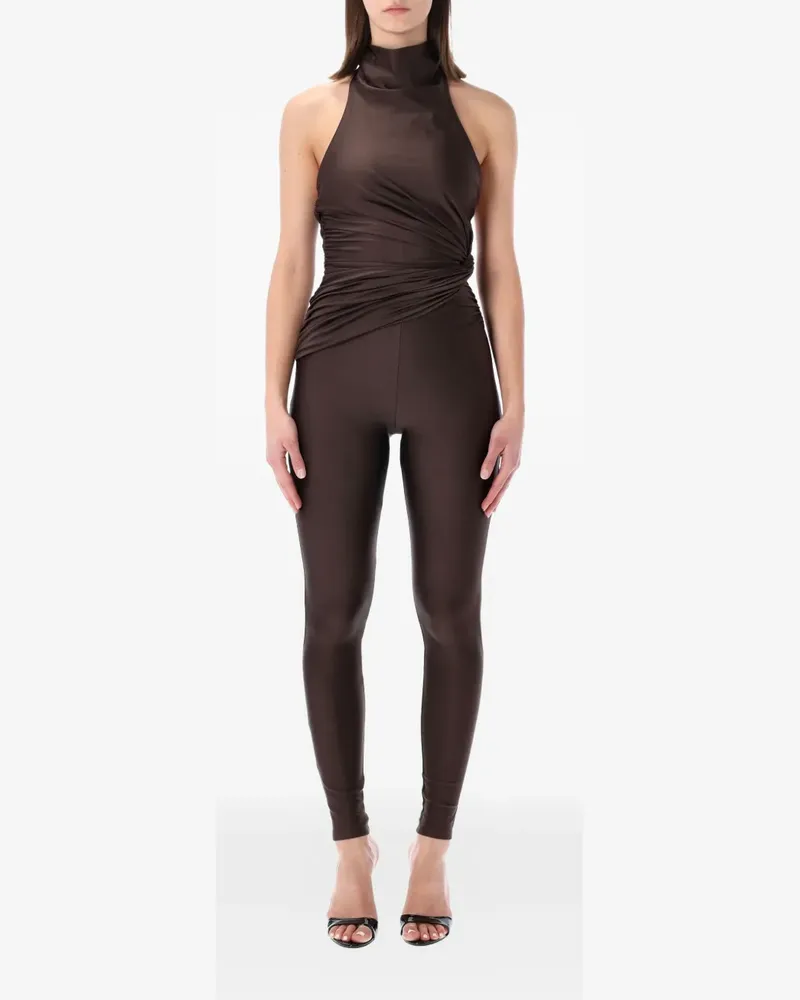 ANDAMANE Tatiana halterneck twisted jumpsuit - Braun Braun