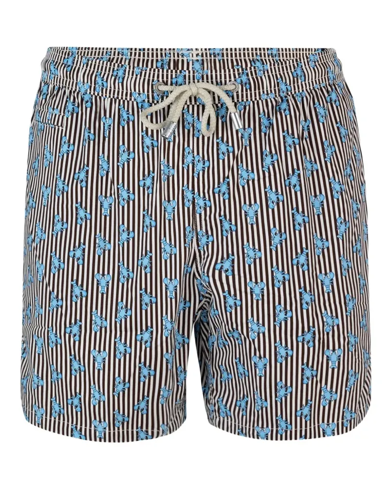 MC2 Saint Barth lobster-print striped swim shorts - Weiß Weiß