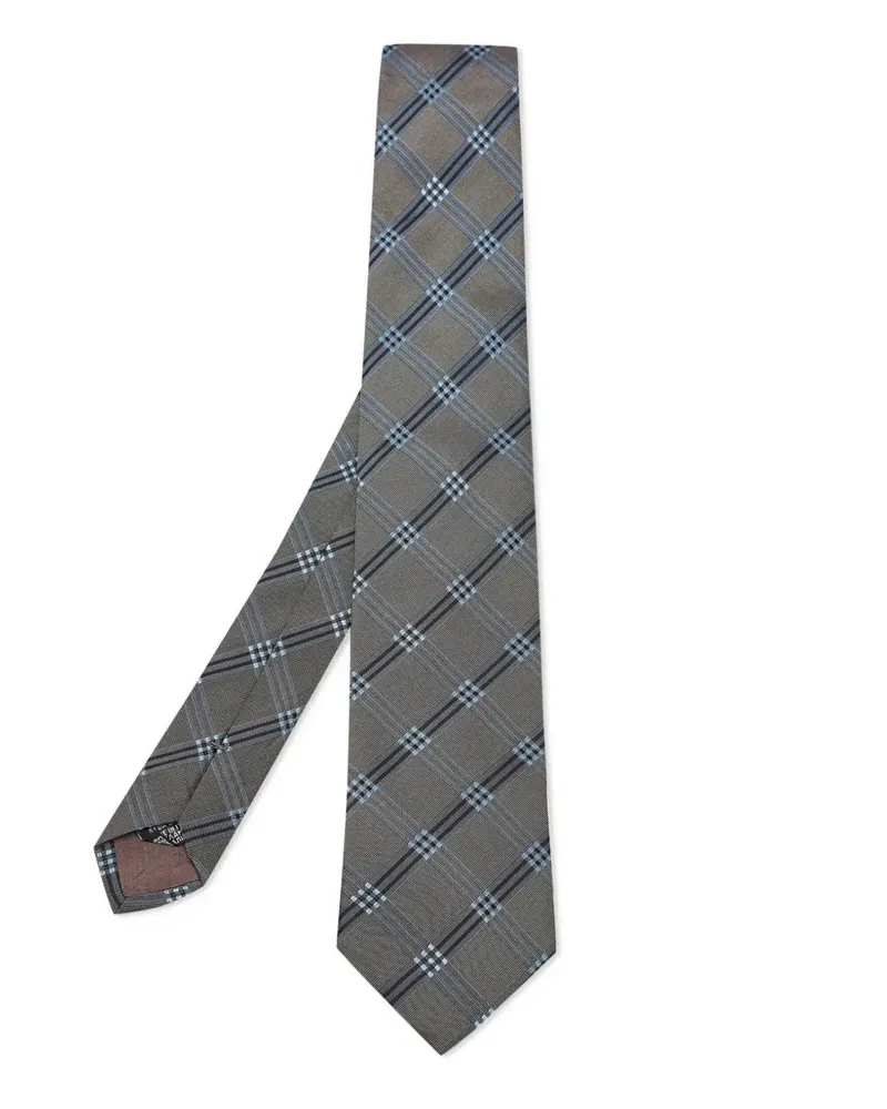 HUGO BOSS Karierte Seidenkrawatte - Grau Grau