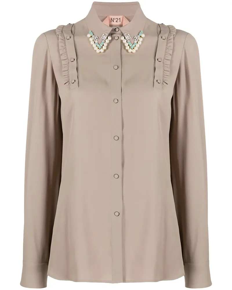N° 21 Bluse mit verziertem Kragen - Nude Nude