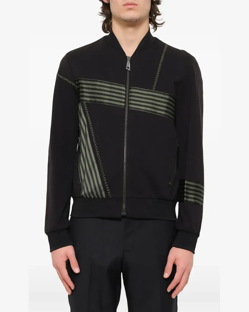 Wooyoungmi striped panelled track jacket - Schwarz Schwarz