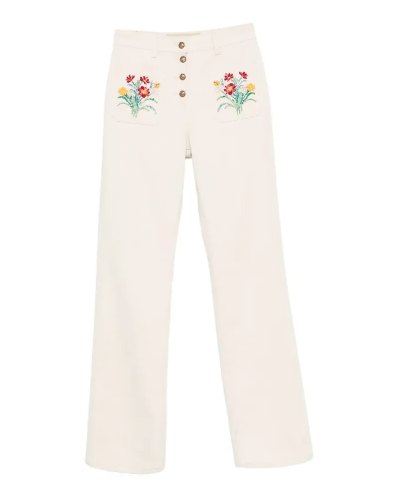 Valentino Garavani Jeans mit Blumenstickerei - Nude Nude