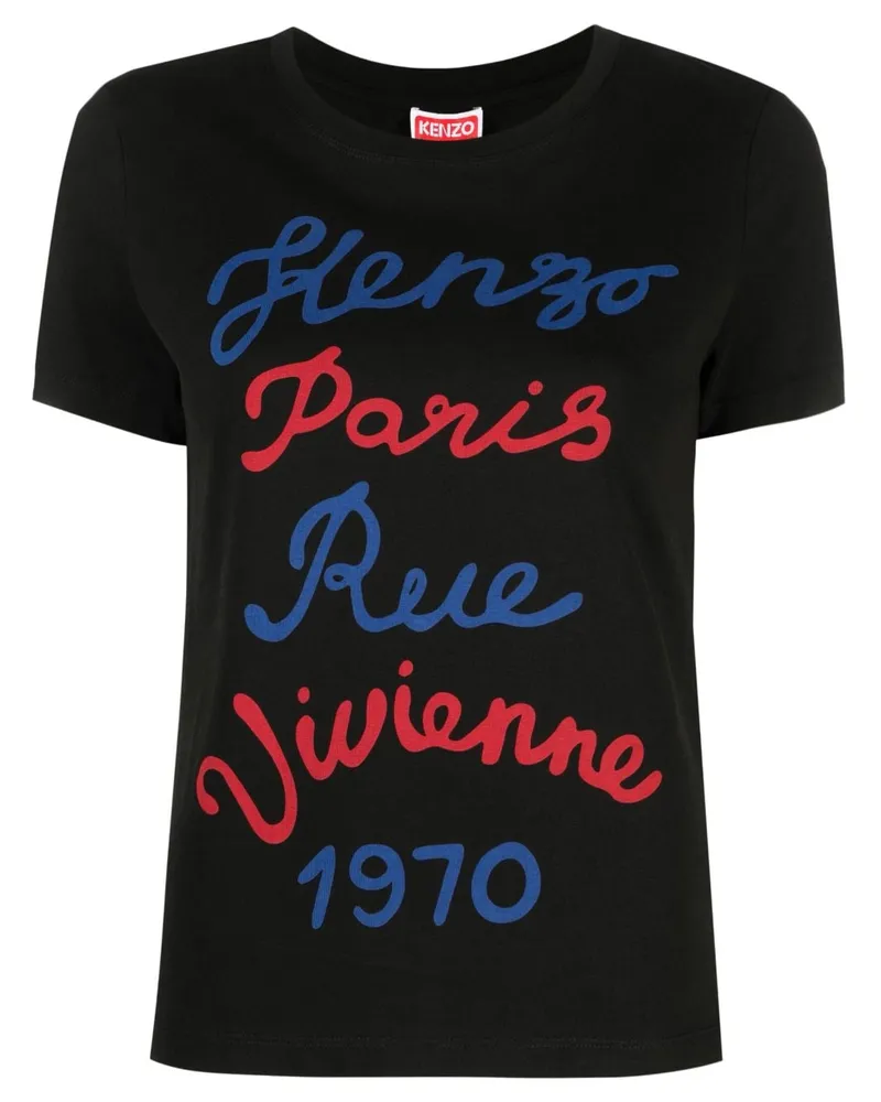 Kenzo T-Shirt mit Slogan-Print - Schwarz Schwarz