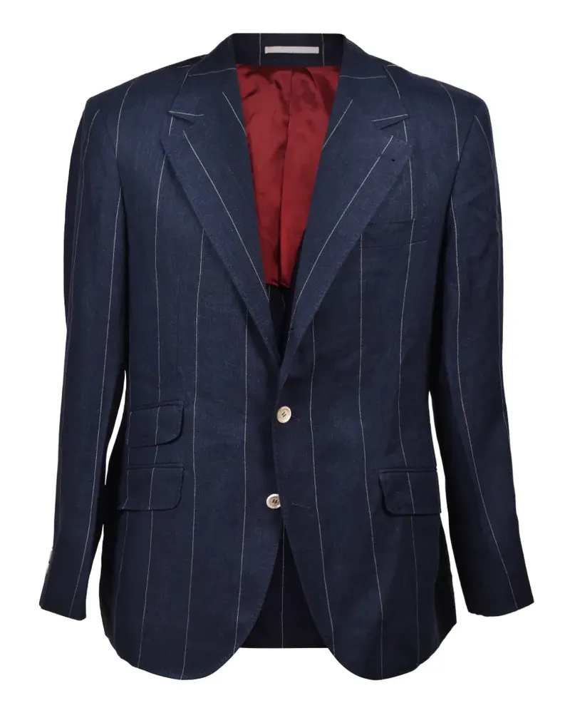 Brunello Cucinelli pinstripe single-breasted blazer - Blau Blau