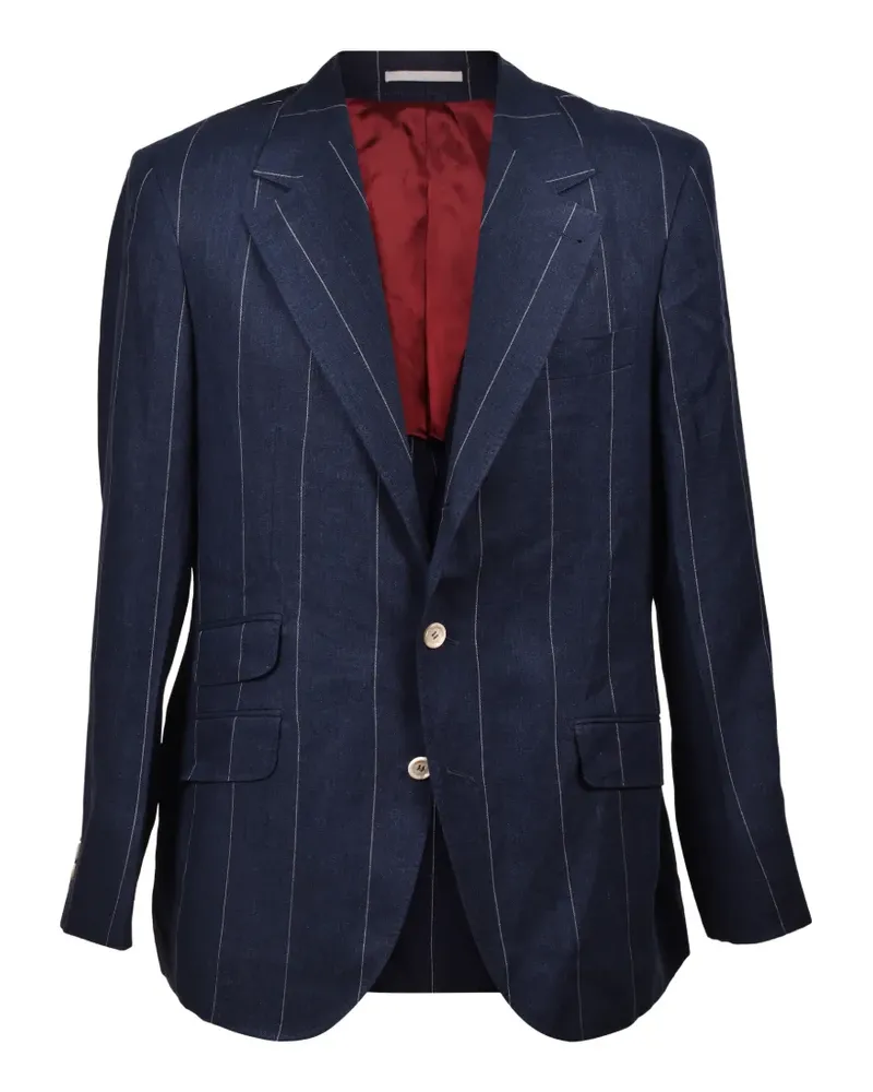 Brunello Cucinelli pinstripe single-breasted blazer - Blau Blau