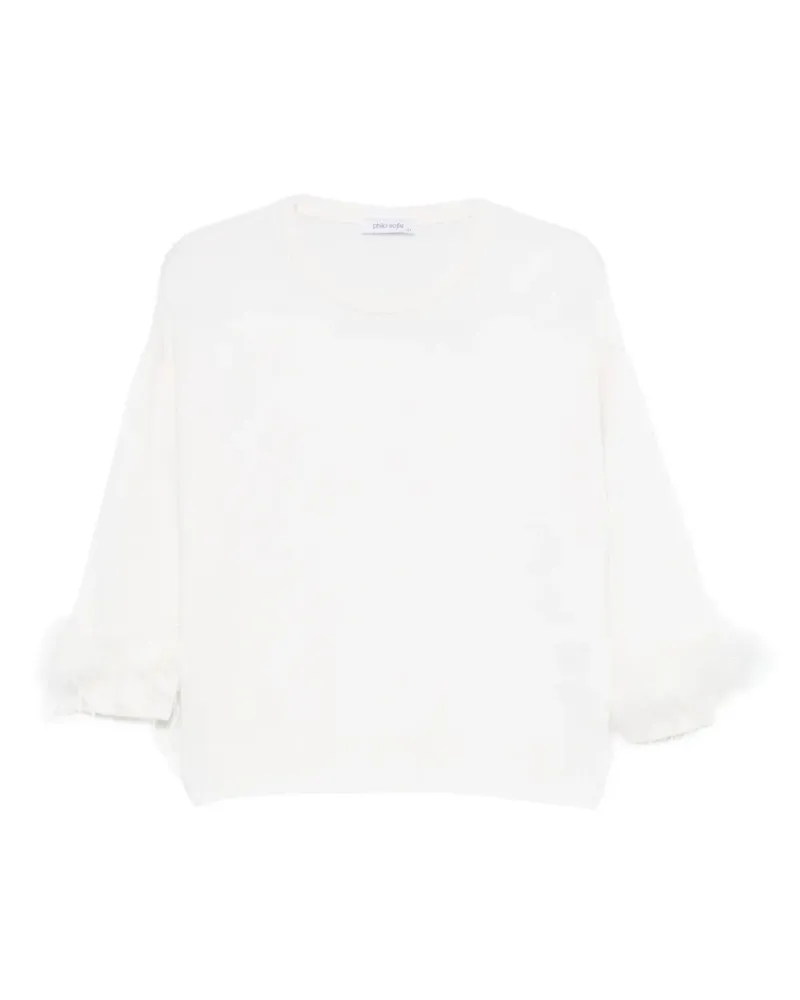 philo-sofie feather-trim round-neck sweater - Weiß Weiß
