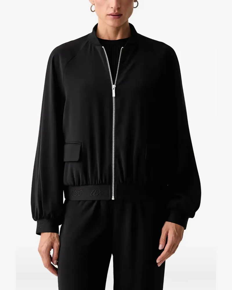 Armani Exchange logo-embroidered bomber jacket - Schwarz Schwarz