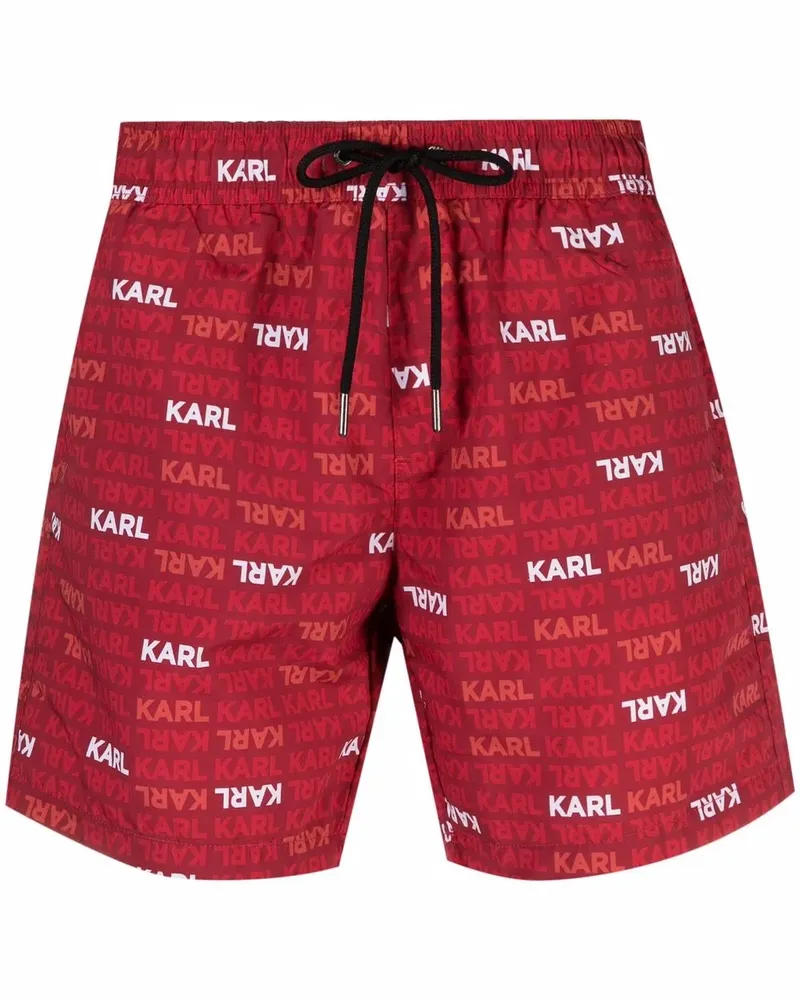 Karl Lagerfeld Badeshorts mit Logo-Print - Rot Rot