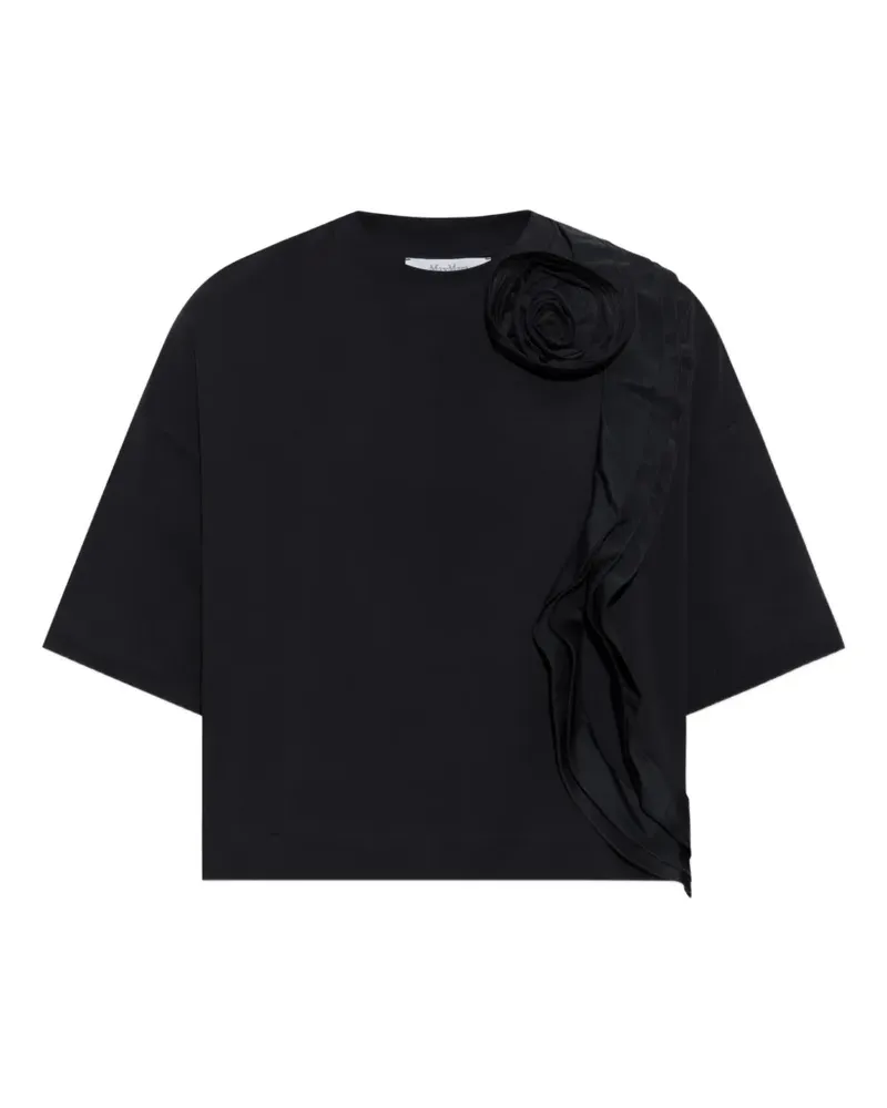 Max Mara ruffled floral-appliqué T-shirt - Blau Blau