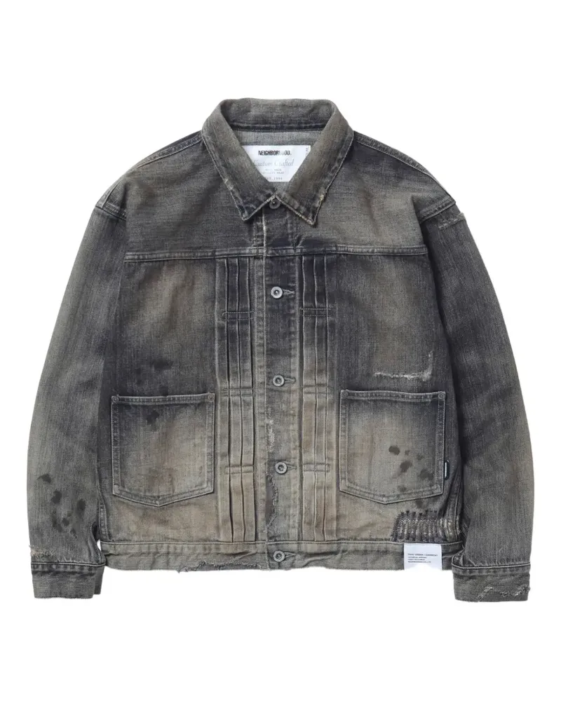 Neighborhood Jeansjacke im Distressed-Look - Schwarz Schwarz