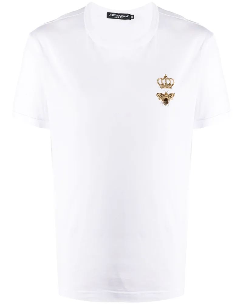 Dolce & Gabbana T-Shirt mit Bienenstickerei - Weiß Weiß