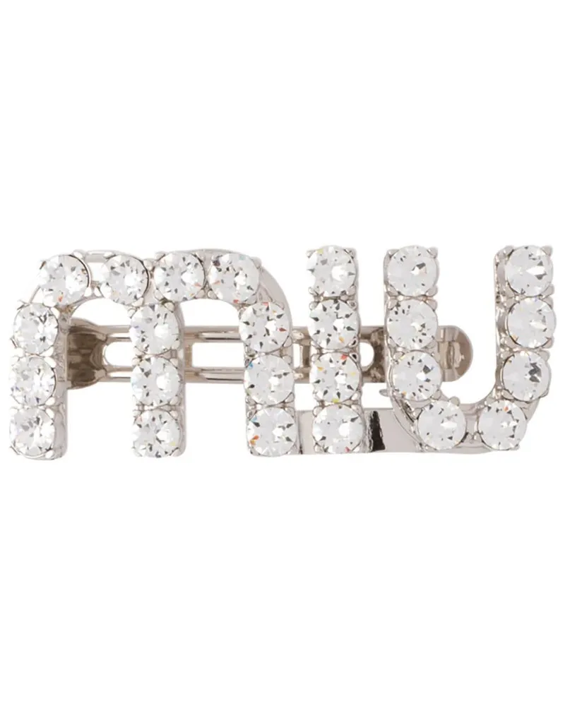 Miu Miu Haarklammer mit Kristall-Logo - Silber Silber