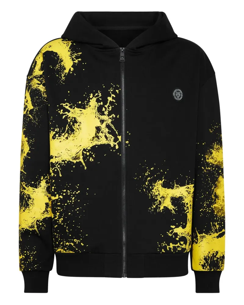 Philipp Plein Kapuzenjacke mit Splash-Print - Schwarz Schwarz