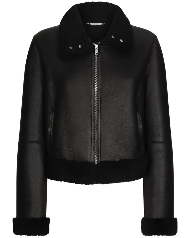 Dolce & Gabbana Bikerjacke aus Lammleder - Schwarz Schwarz