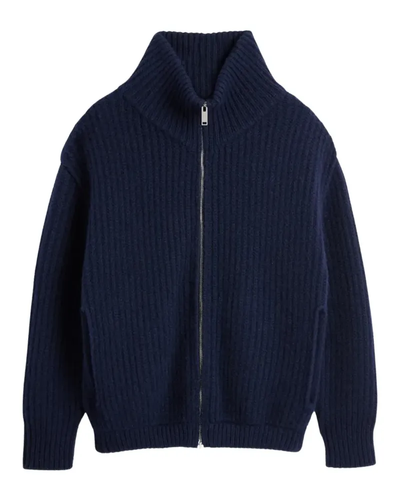 Zanone ribbed-knit zip-up cardigan - Blau Blau