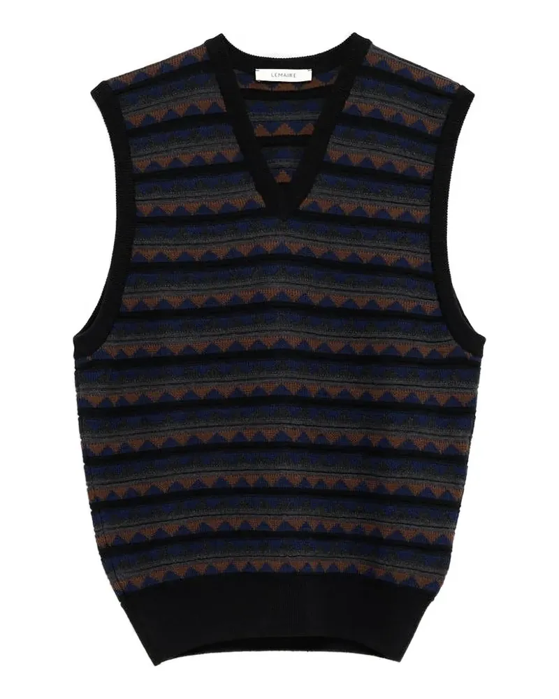 Christophe Lemaire V-neck pattern vest - Schwarz Schwarz