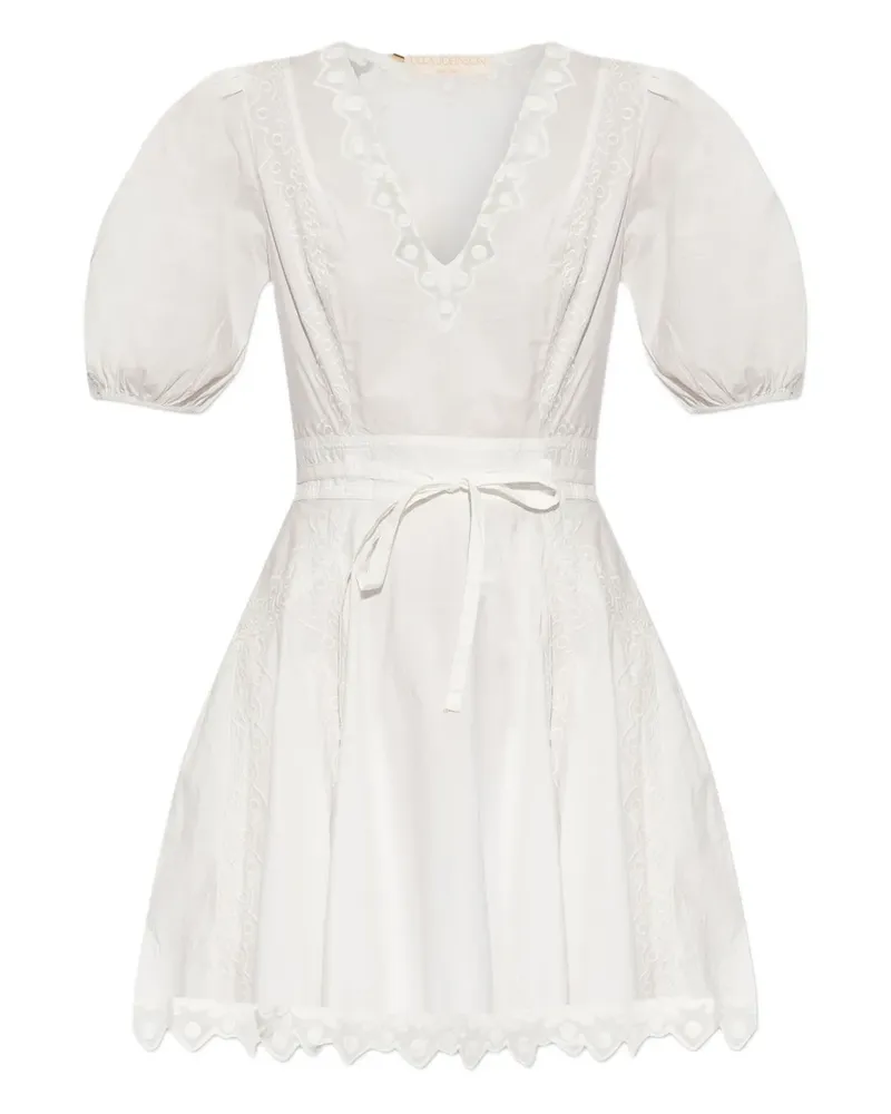 Ulla Johnson Besticktes Kleid mit Puffärmeln - Weiß Weiß