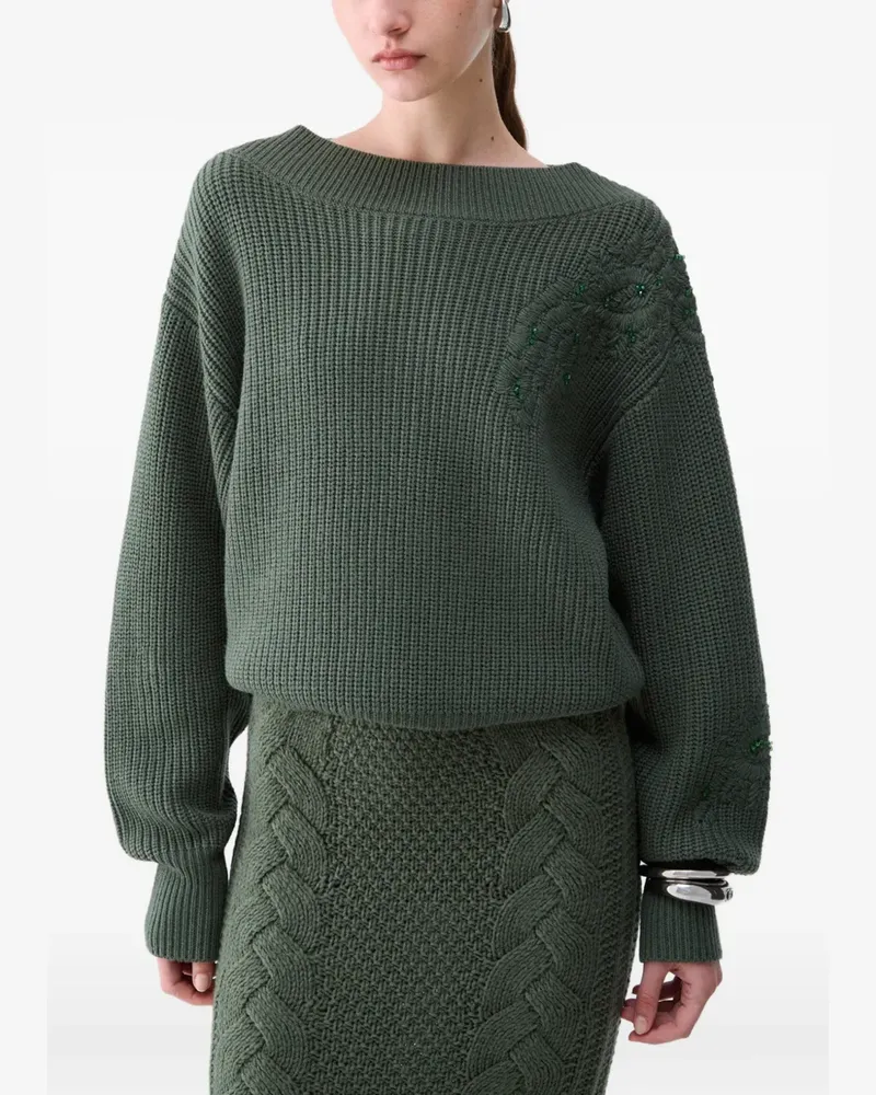 Liu Jo Pullover mit Schmuckstickerei - Grün Grün