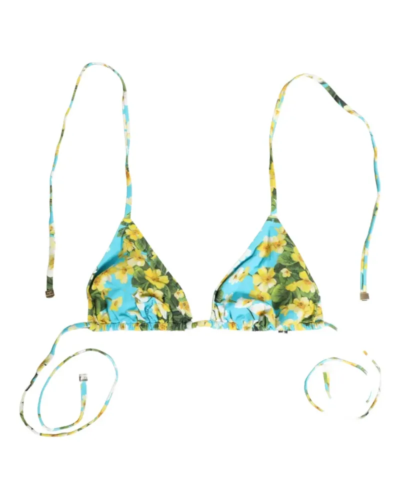 Dolce & Gabbana floral-print halterneck bikini top - Blau Blau