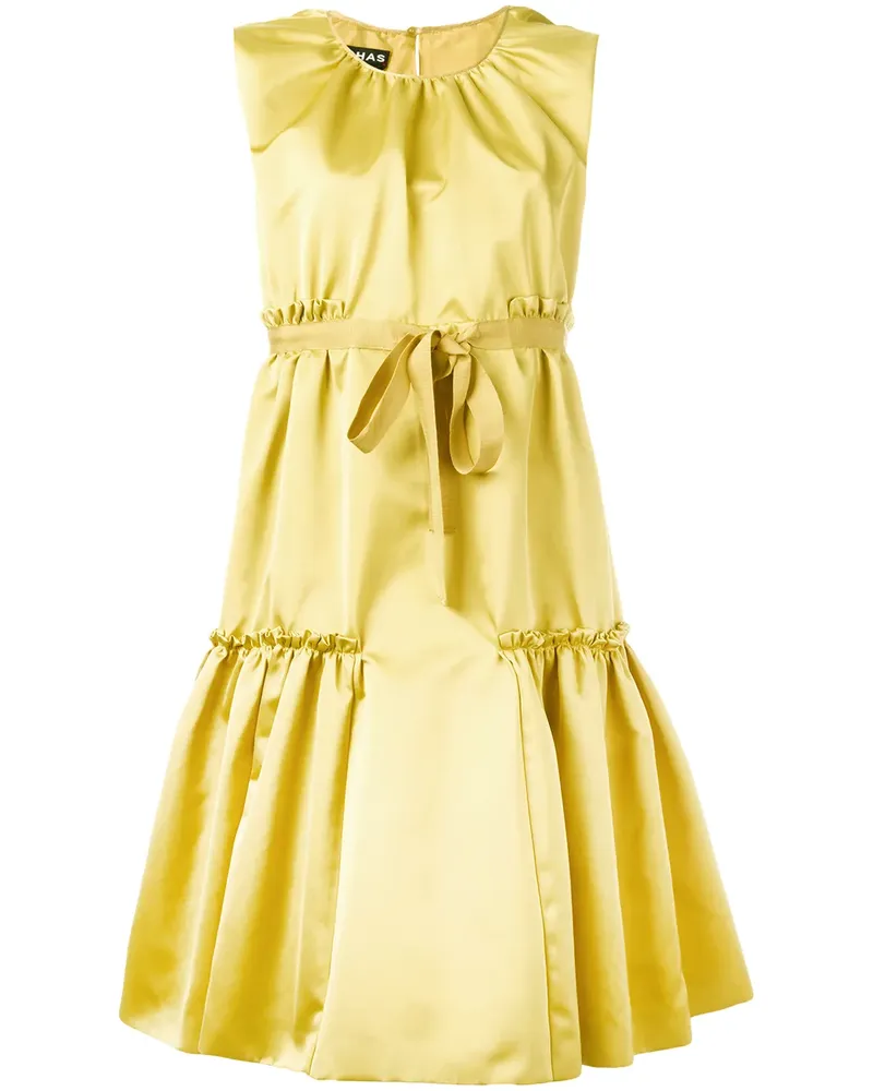 Rochas Ausgestelltes Seidenkleid mit Schleife - Gelb Gelb