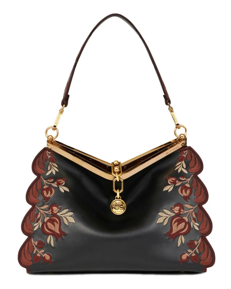 Etro Mittelgroße Vela Schultertasche mit Stickerei - Schwarz Schwarz