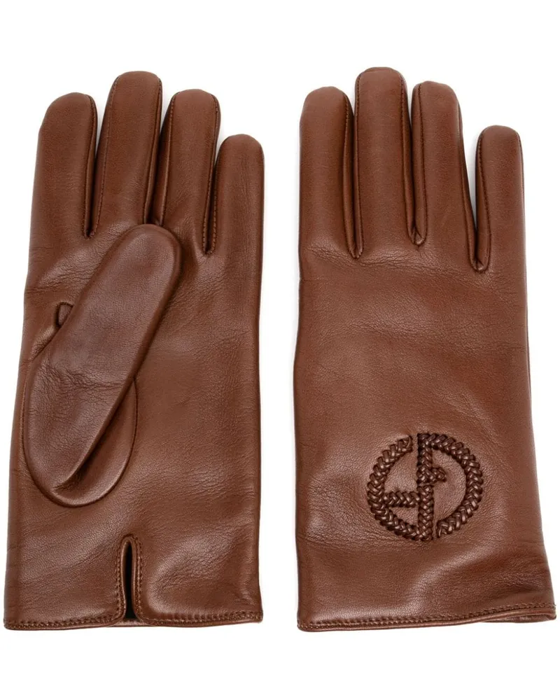 Giorgio Armani Handschuhe mit geflochtenem Logo - Braun Braun