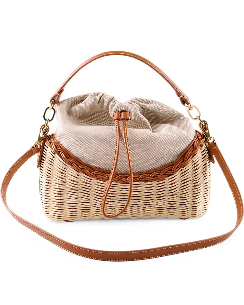 Rodo Adria wicker tote bag - Braun Braun