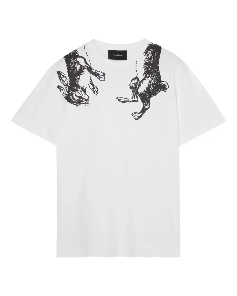Simone Rocha hare-print T-shirt - Weiß Weiß