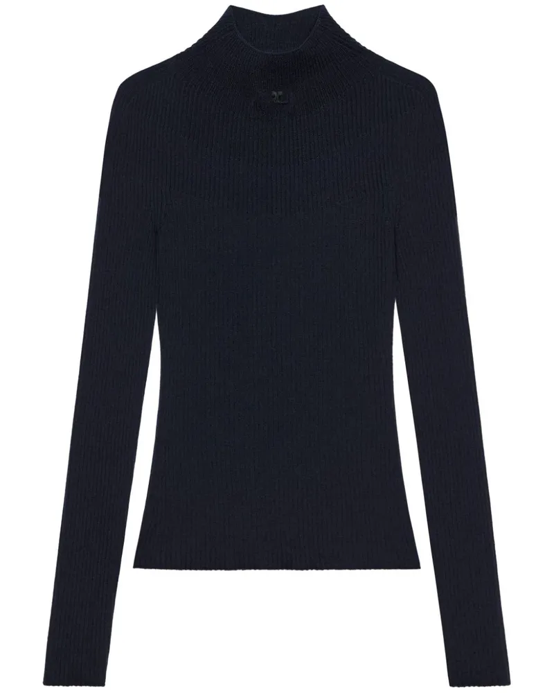 Courrèges Gerippter Pullover mit Stehkragen - Blau Blau