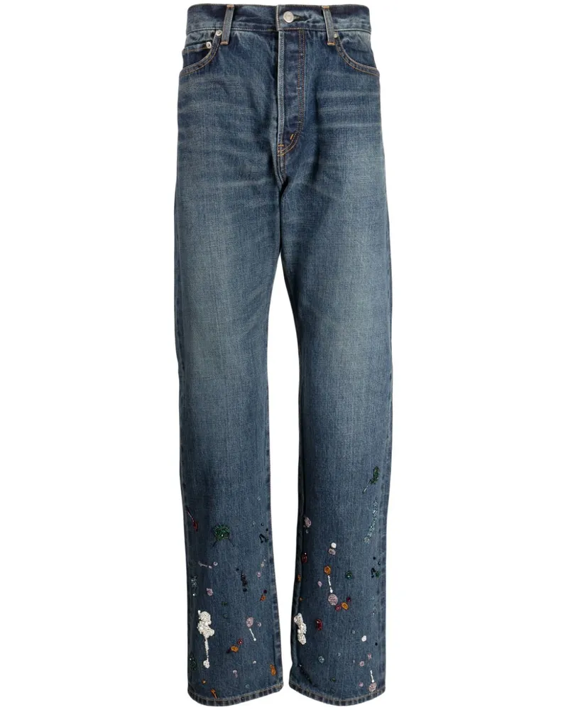 Undercover Straight-Leg-Jeans mit Zierperlen - Blau Blau