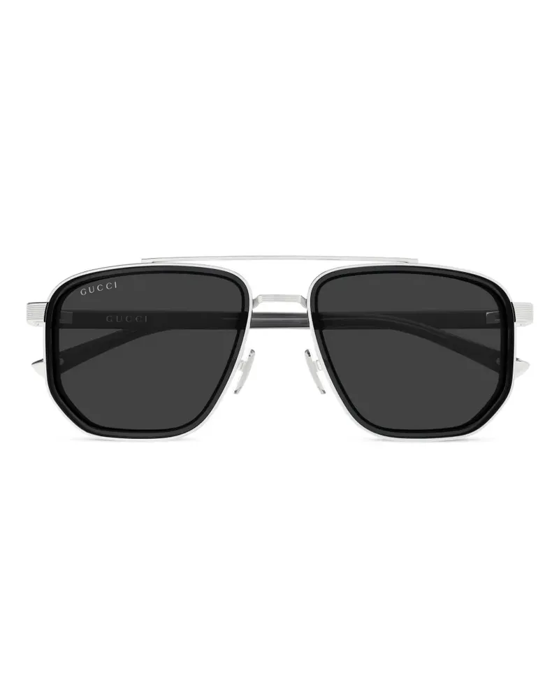 Gucci double-bridge geometric-frame sunglasses - Silber Silber