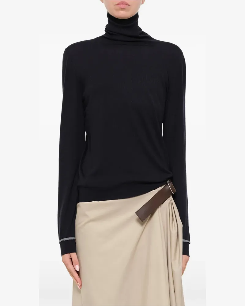 Loewe Rollkragenpullover mit Paspeln - Schwarz Schwarz